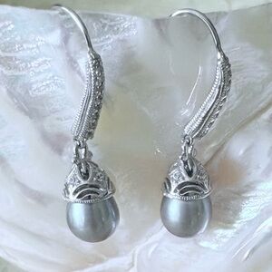Tacori Sterling Silver Grey Pearl Drop Pierced Earrings❣️